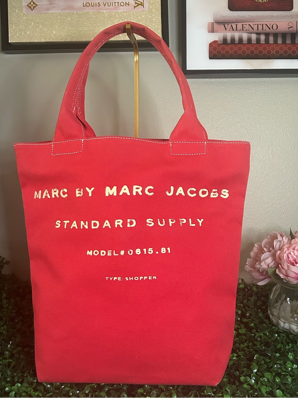 Marc by Marc Jacobs Standard Supply Red Canvas Shopper Tote Large Workwear Bag